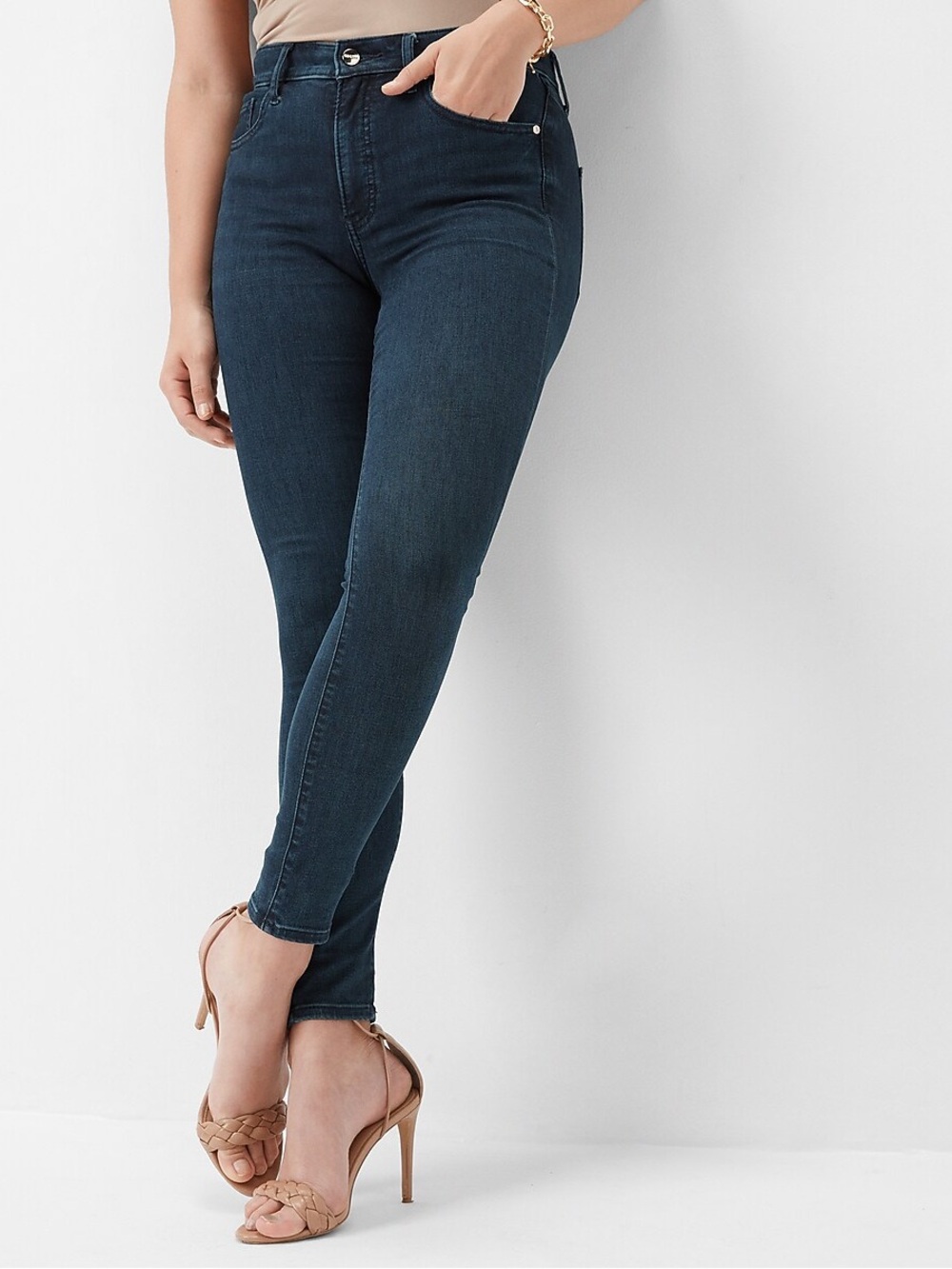 Mid Rise Dark Wash Supersoft Skinny Jeans